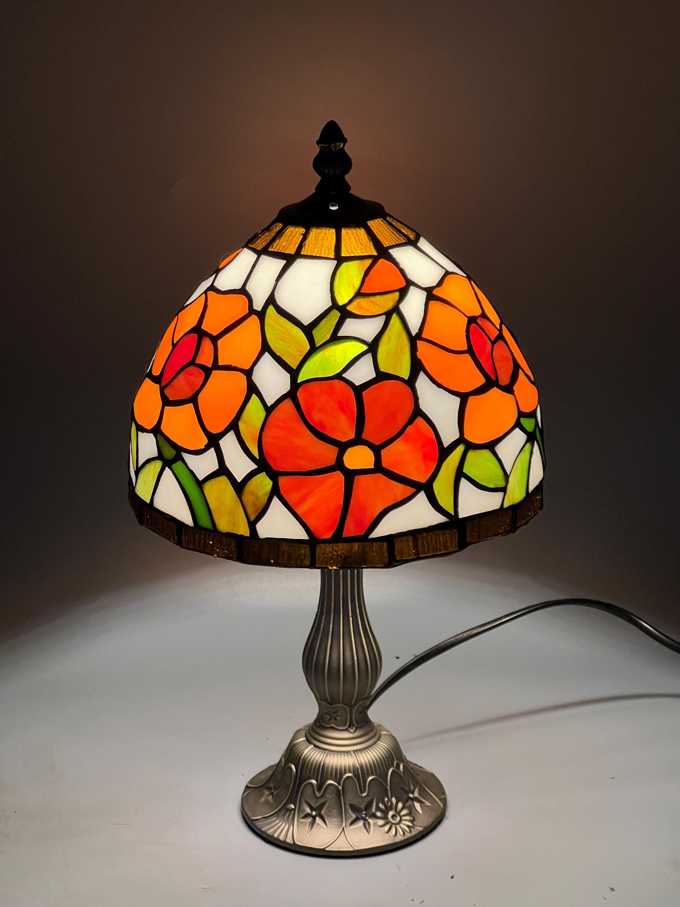U2Antique Floral Tiffany Stained Glass Table Lamp