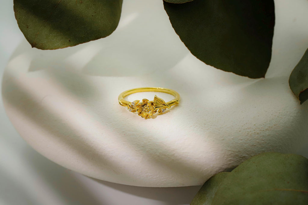 SilverGoldandRose Gold Pinky Ring Sterling Silver Rose Birth Flower Signet