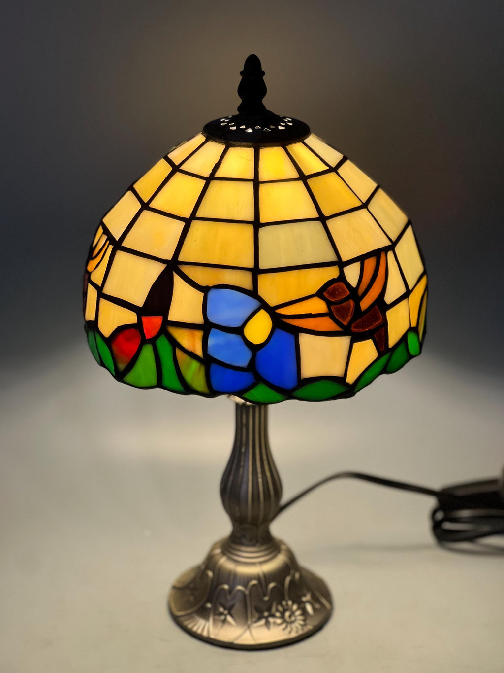 U2Antique Floral Tiffany Stained Glass Table Lamp