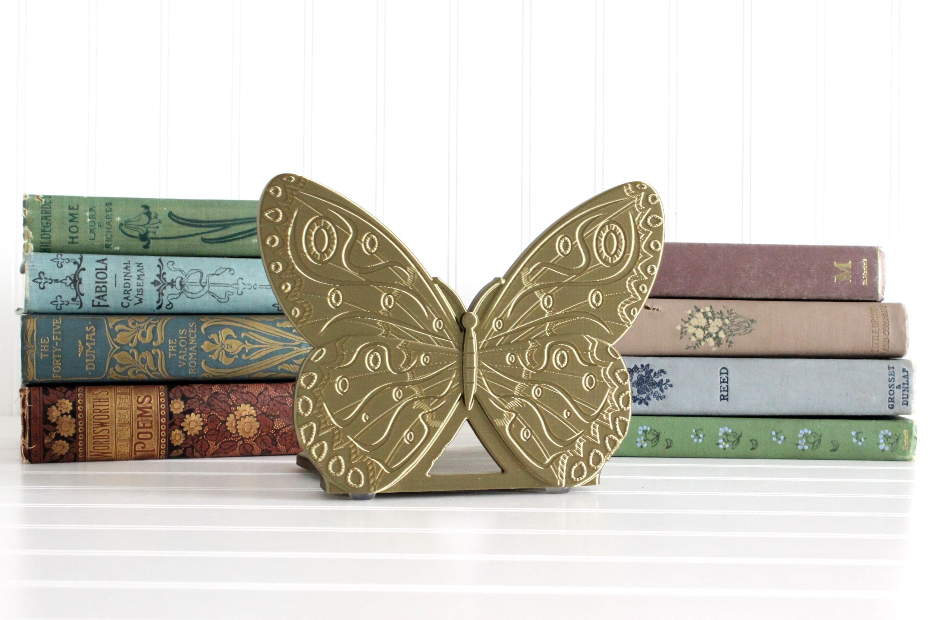 DelightfullyDutch Handmade Butterfly Bookend 3D Printed Thermoplastic Bookshelf Decor