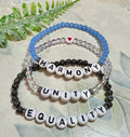 MossberryandStone Harmony Unity Equality Beaded Bracelet Set 4mm Glass 6.5in