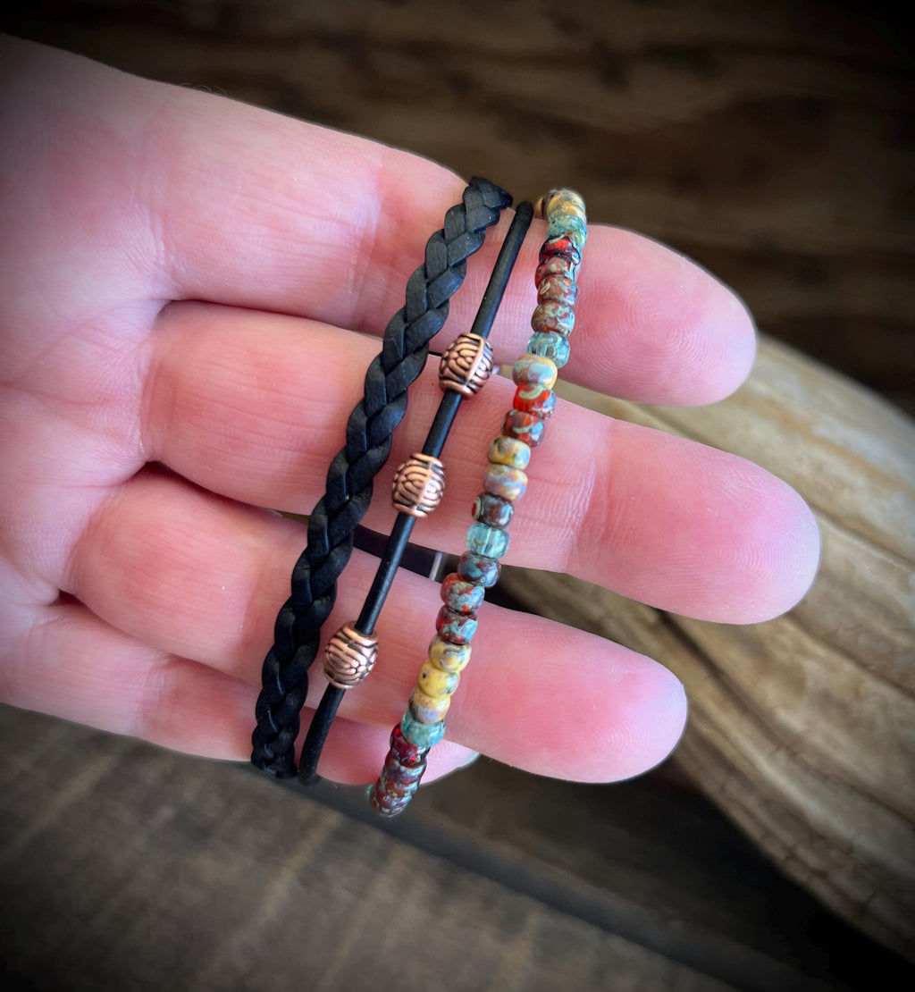 Earthy Boho Braided Leather Wrap Bracelet with Magnetic Clasp