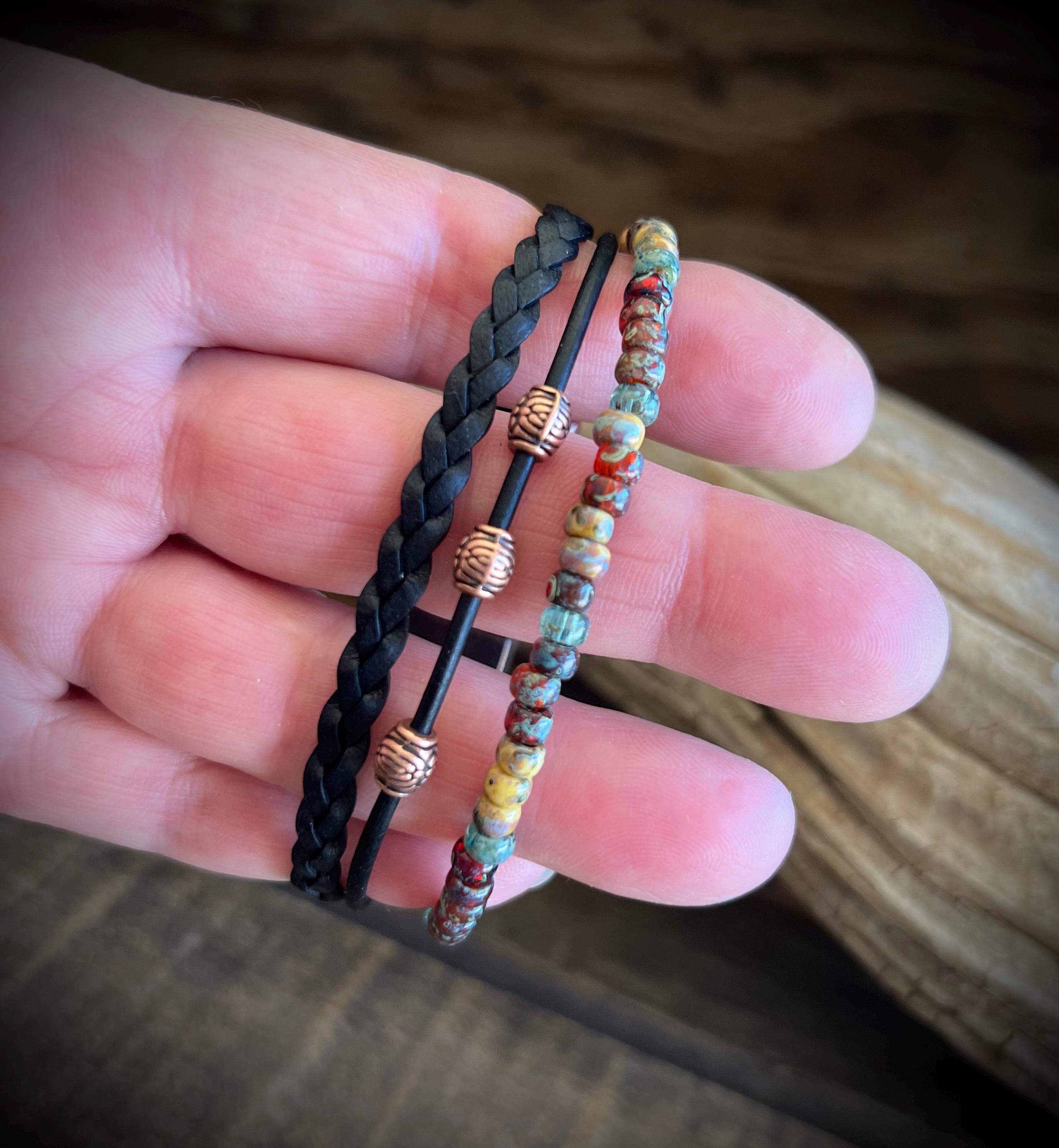 Earthy Boho Braided Leather Wrap Bracelet with Magnetic Clasp