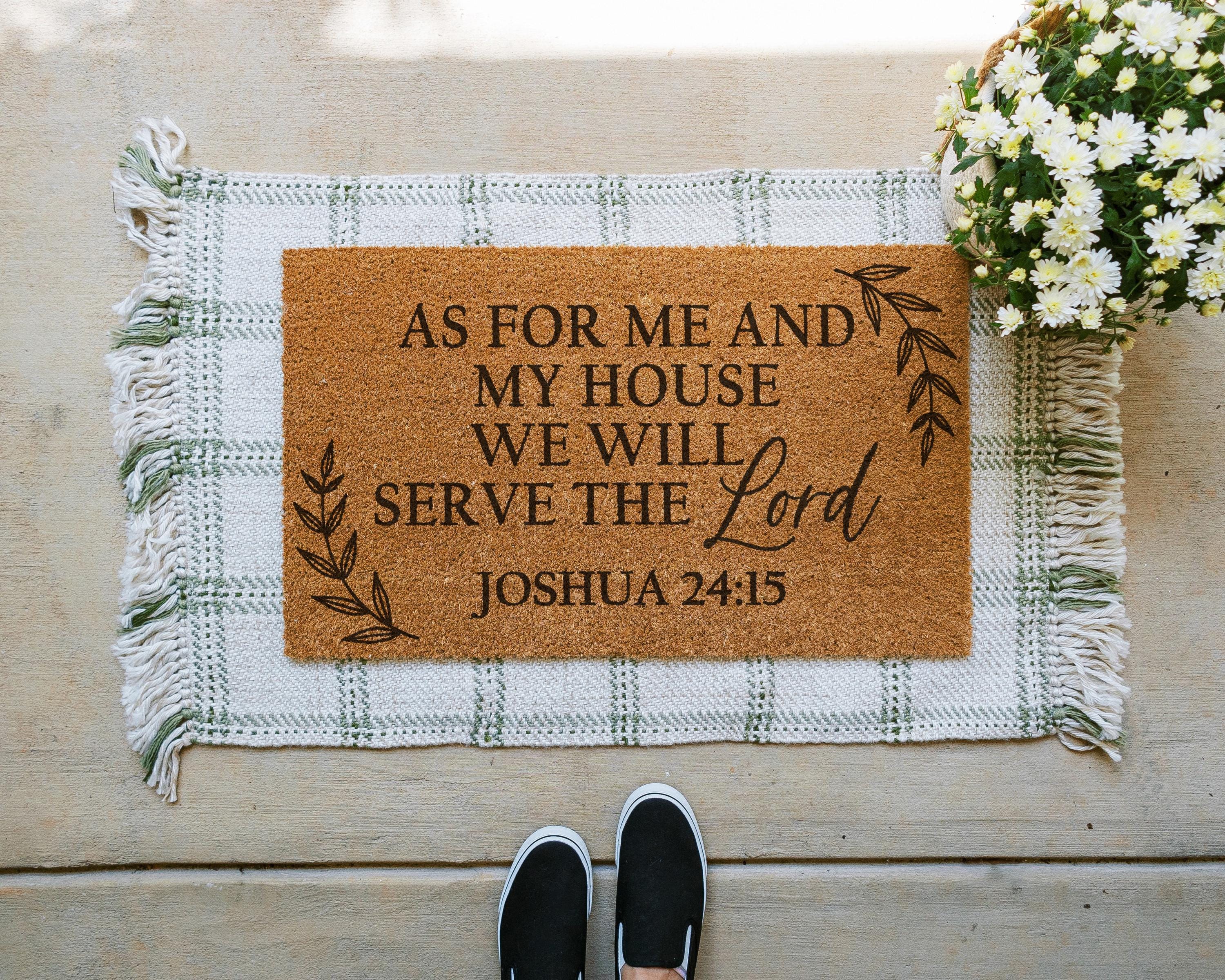HamlinRowShop Joshua 24:15 Bible Verse Coir Doormat