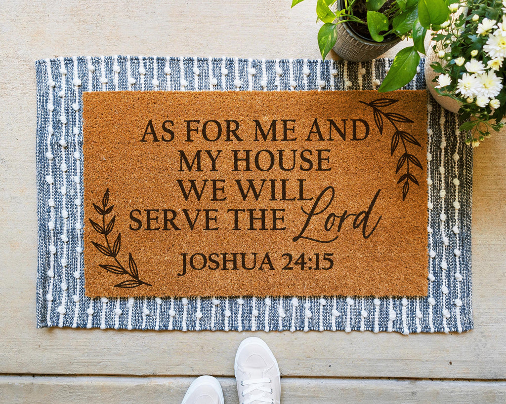 HamlinRowShop Joshua 24:15 Bible Verse Coir Doormat
