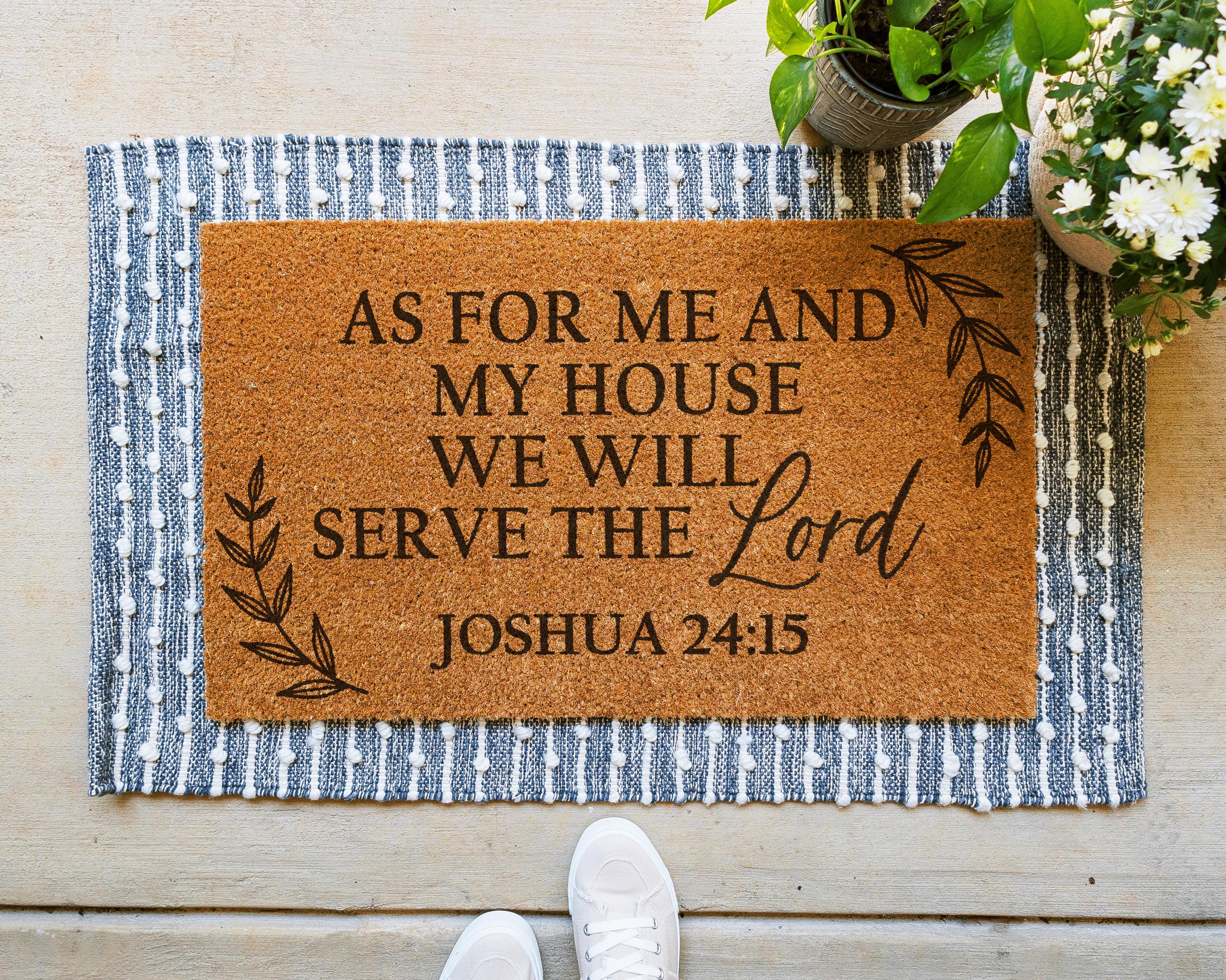 HamlinRowShop Joshua 24:15 Bible Verse Coir Doormat