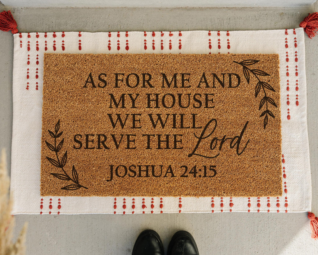 HamlinRowShop Joshua 24:15 Bible Verse Coir Doormat