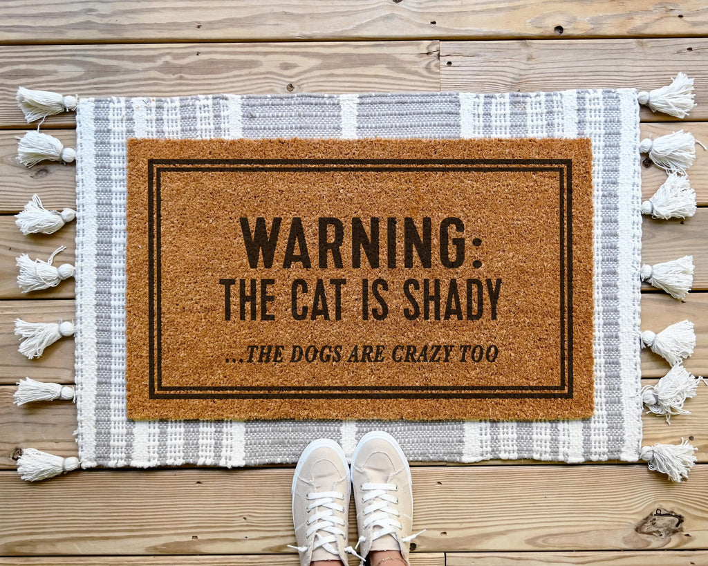 Warning Dog Is An Asshole Customizable Coir Doormat