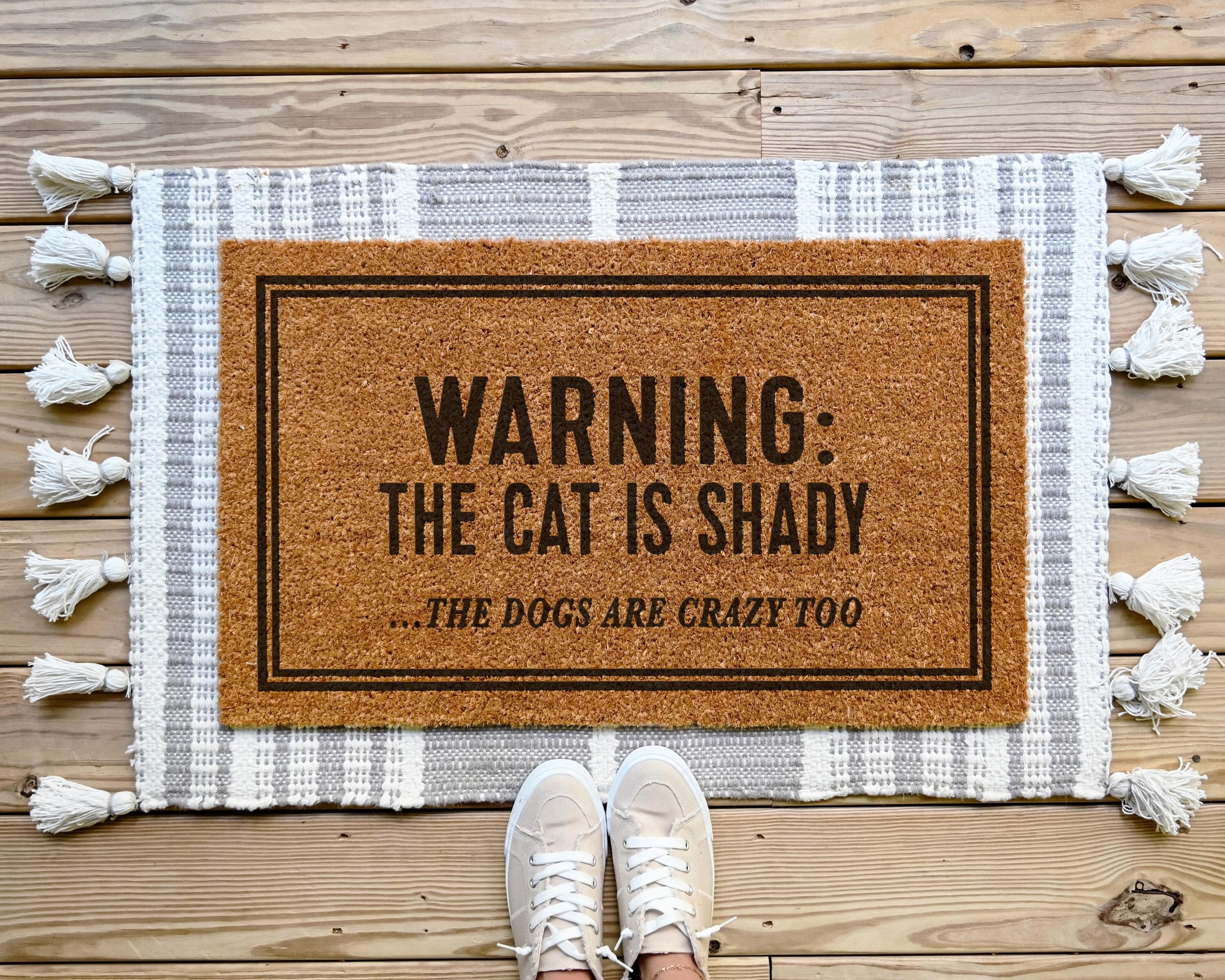 Warning Dog Is An Asshole Customizable Coir Doormat