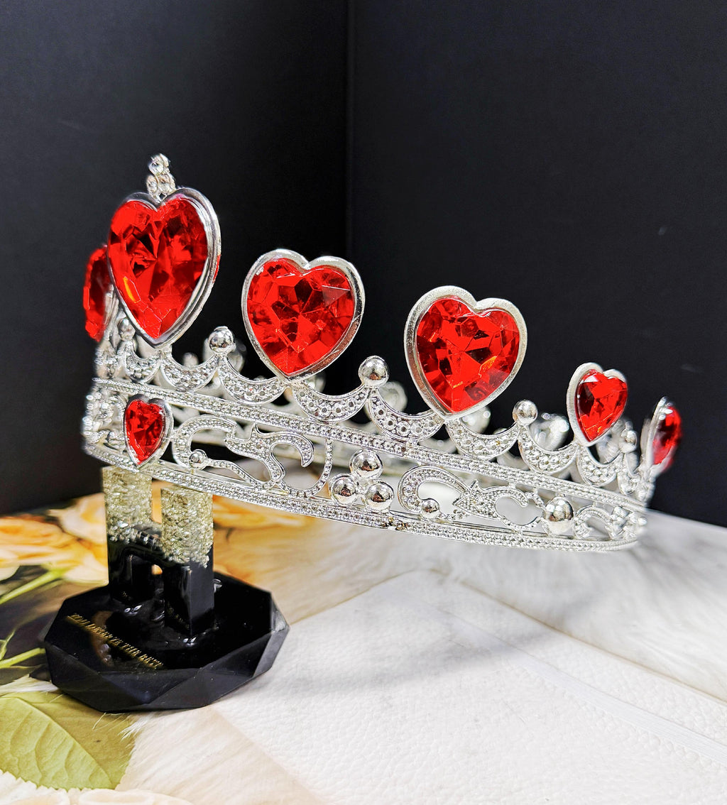 HappyJewelryWorld Red Heart Rhinestone Crown Valentine