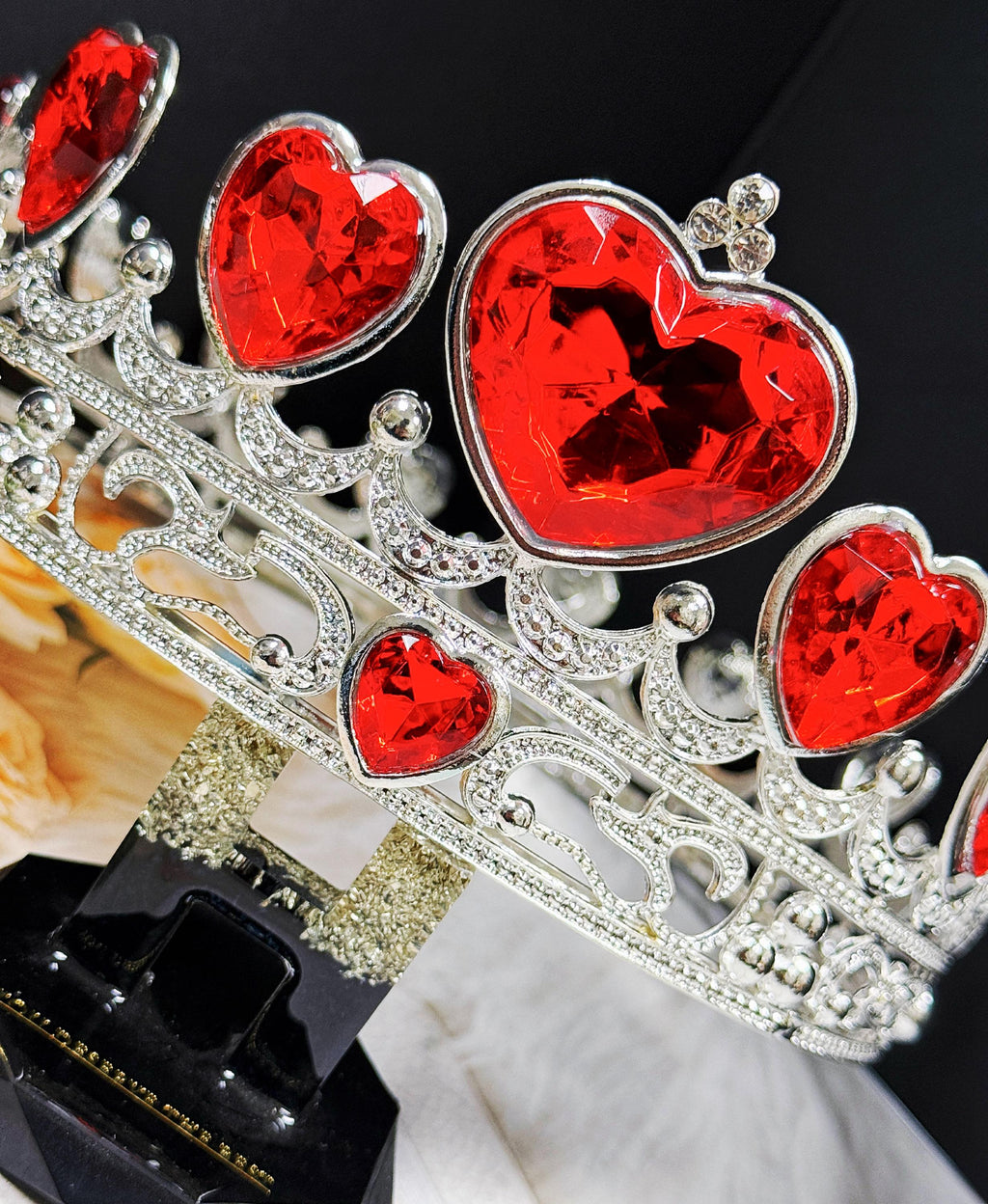 HappyJewelryWorld Red Heart Rhinestone Crown Valentine