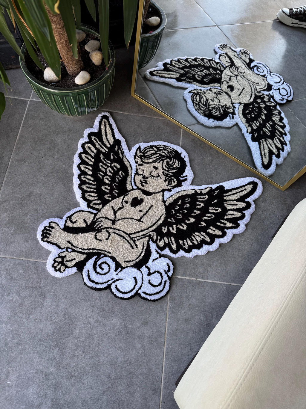 OrnnWorks Cry Baby Angel Handmade Tufted Rug