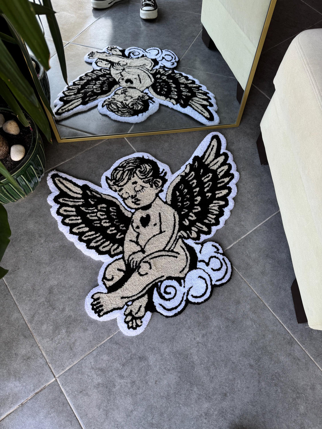 OrnnWorks Cry Baby Angel Handmade Tufted Rug
