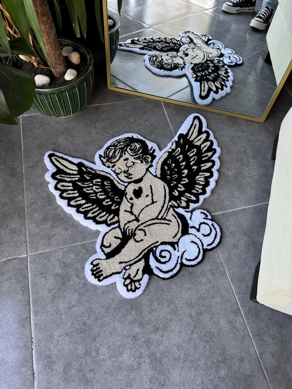 OrnnWorks Cry Baby Angel Handmade Tufted Rug