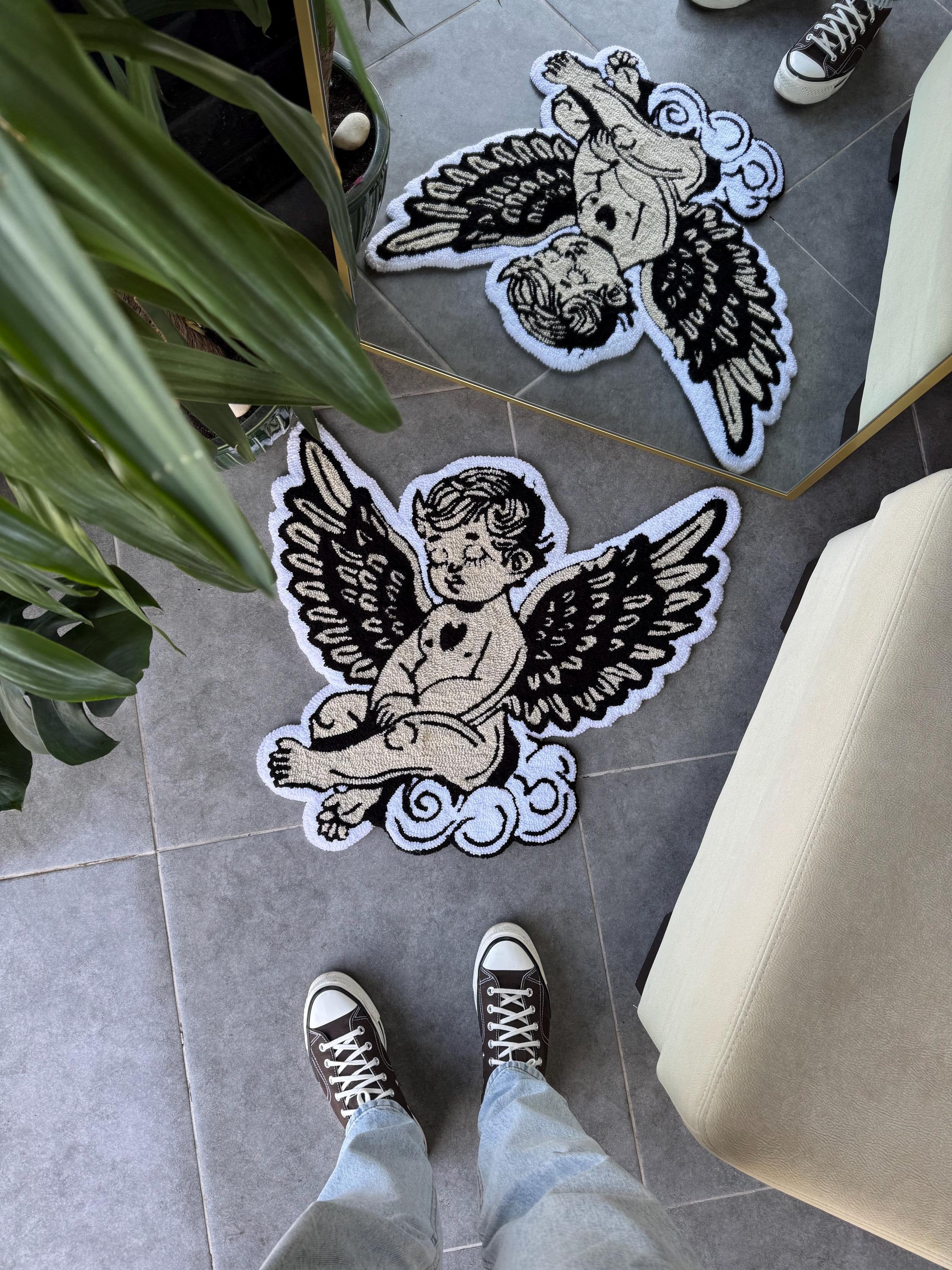 OrnnWorks Cry Baby Angel Handmade Tufted Rug