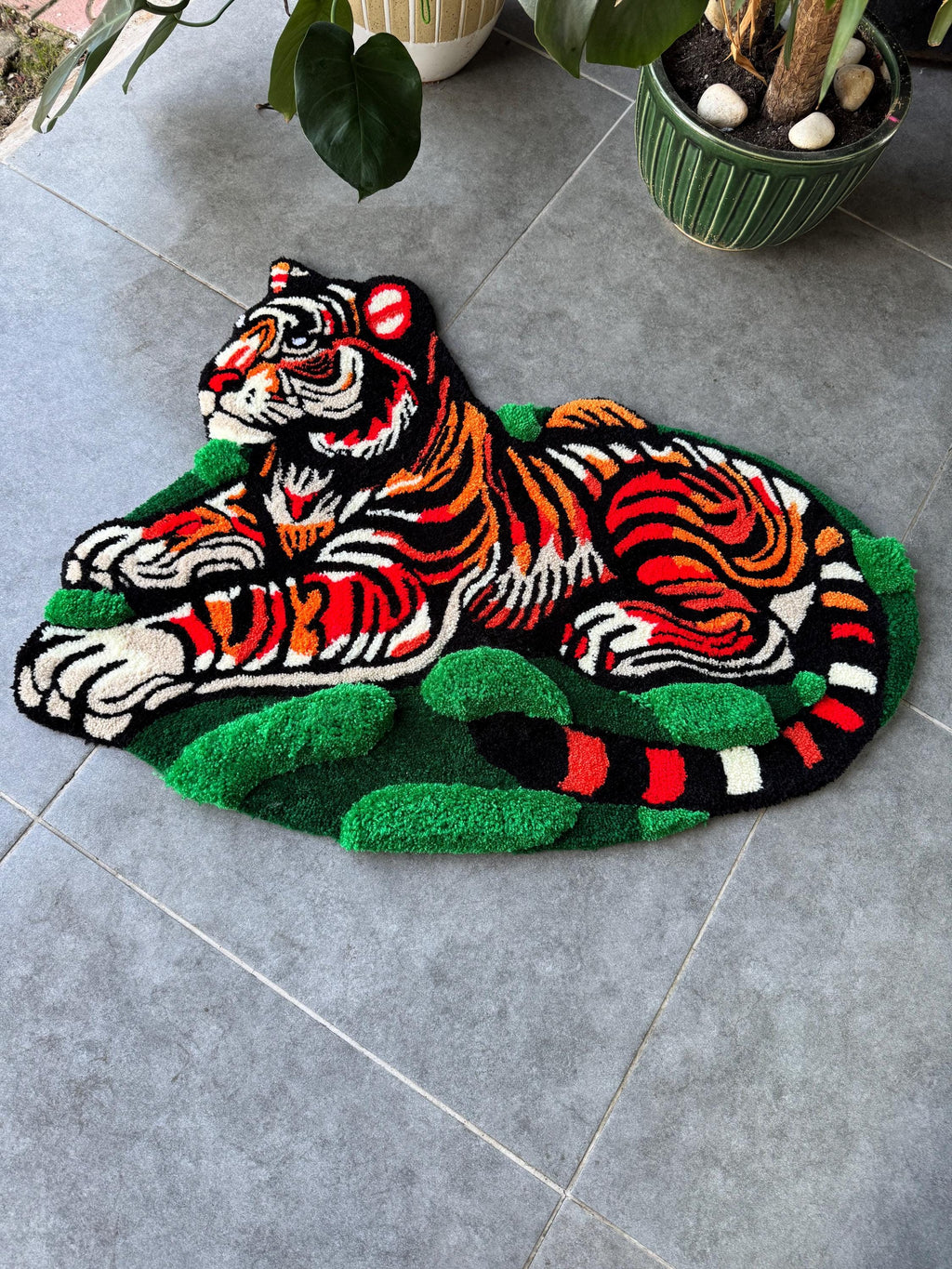 OrnnWorks Tiger In The Jungle 3D Fluffy Handmade Tufted Rug