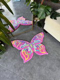 OrnnWorks Colorful Butterfly Fluffy Handmade Tufted Rug 80cm