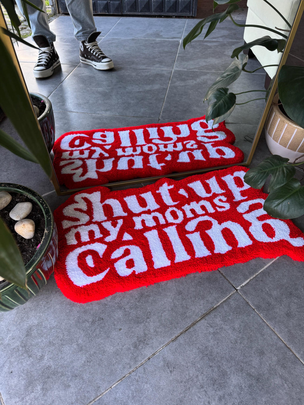 OrnnWorks Shut Up My Moms Calling Fluffy Tufted Rug
