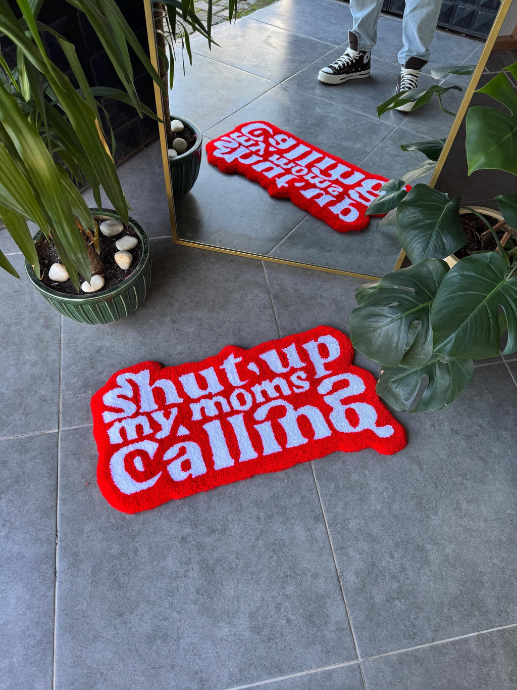 OrnnWorks Shut Up My Moms Calling Fluffy Tufted Rug