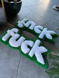 OrnnWorks 3D F*ck Fluffy Tufted Rug Green White