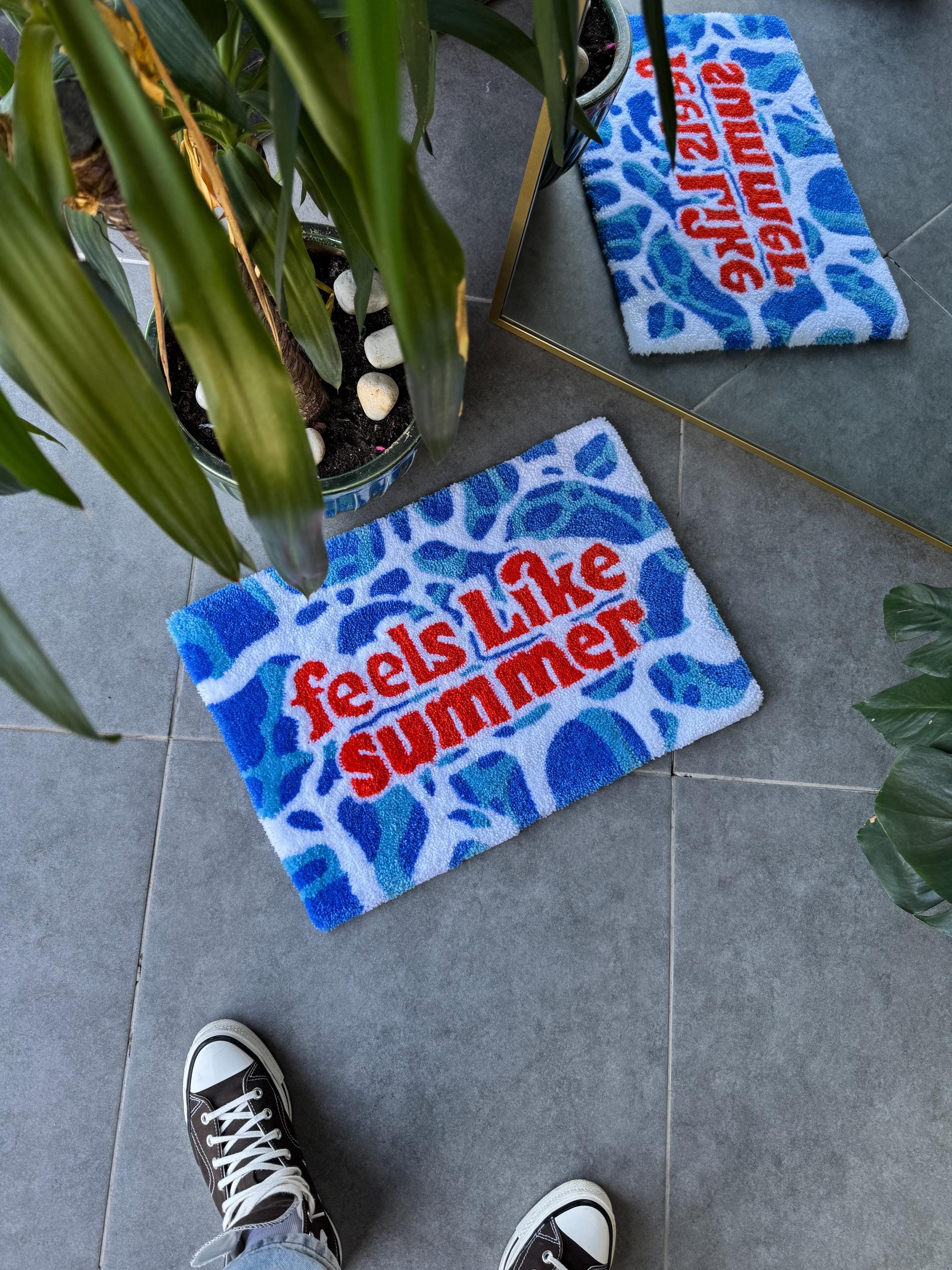 OrnnWorks Feels Like Summer Fluffy Tufted Rug Water Textured 60x40cm