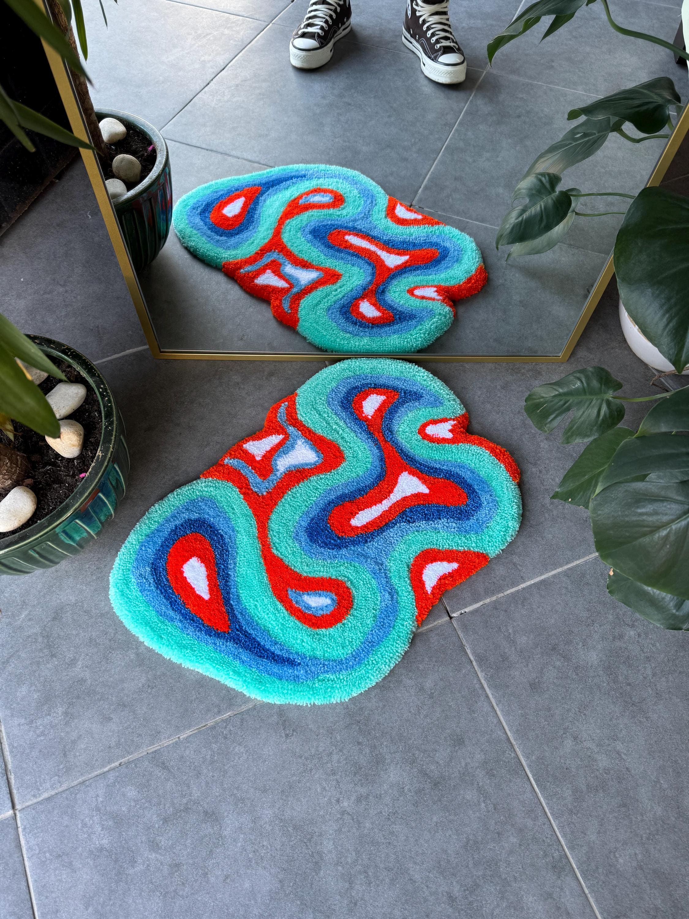 OrnnWorks Abstract Vintage Fluffy Tufted Rug 60x40cm