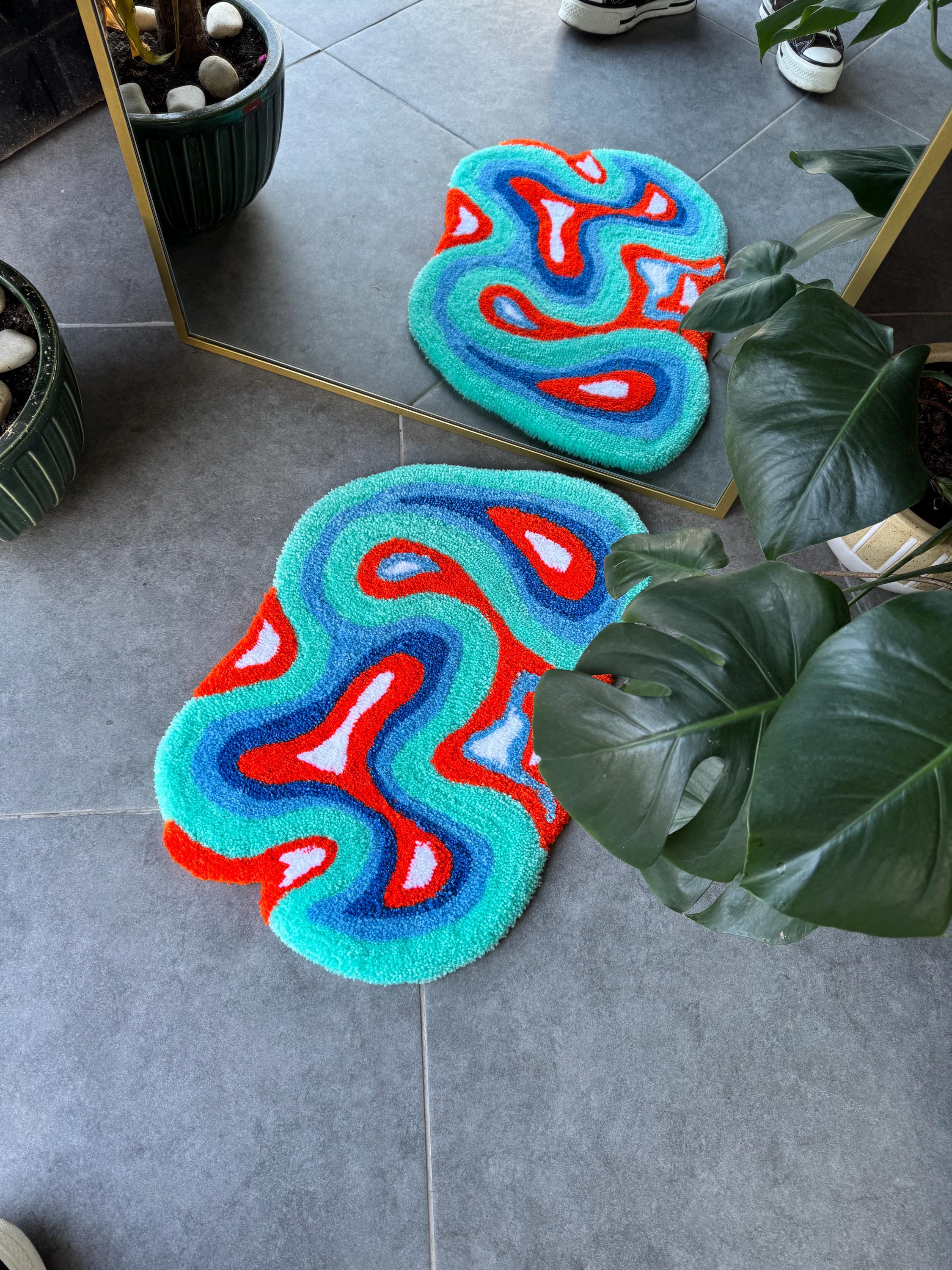 OrnnWorks Abstract Vintage Fluffy Tufted Rug 60x40cm