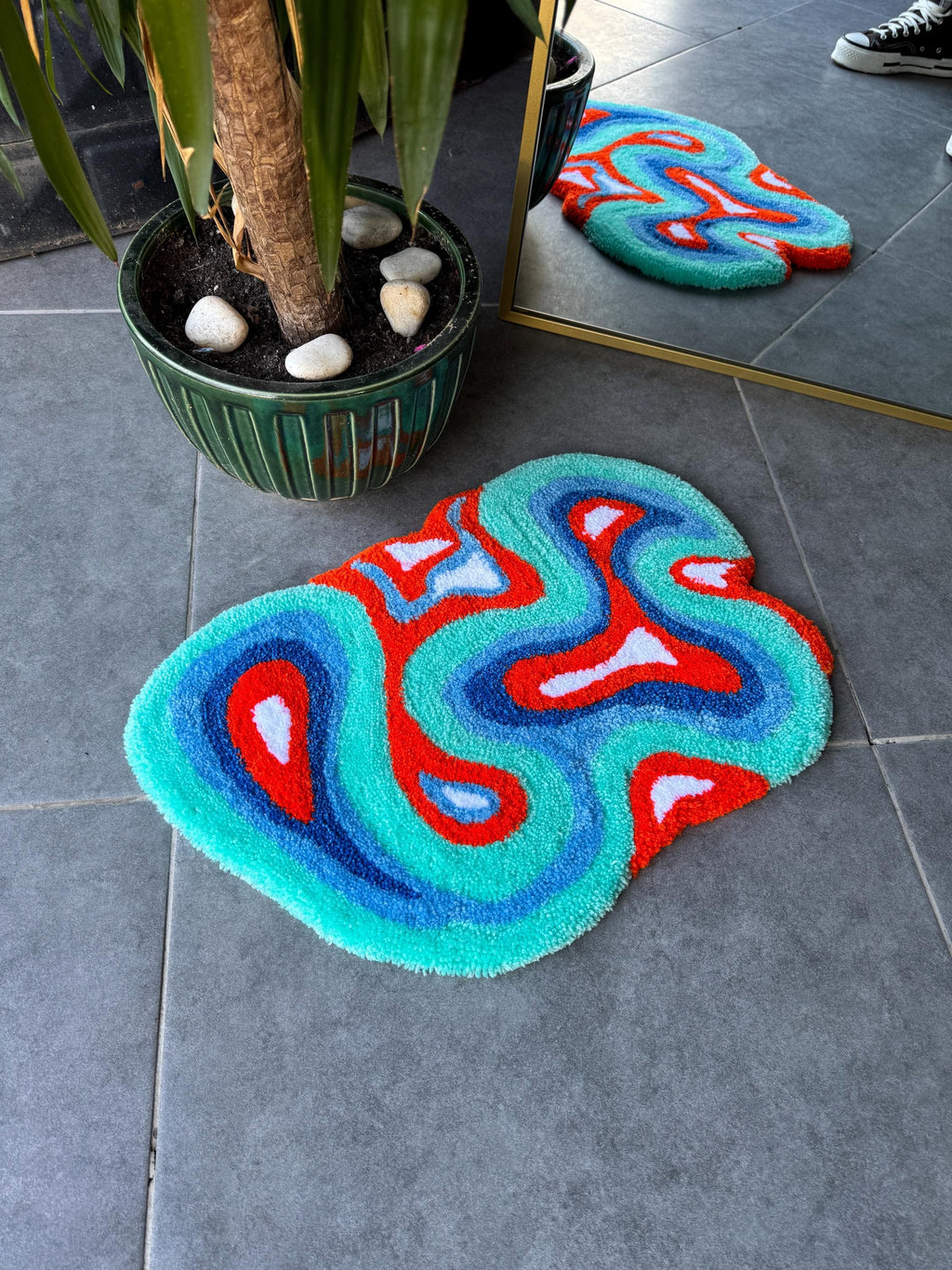 OrnnWorks Abstract Vintage Fluffy Tufted Rug 60x40cm