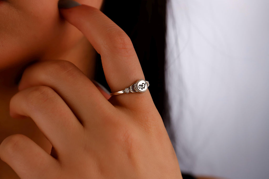 Intertwined Initial Ring: Sterling Silver Personalized Monogram