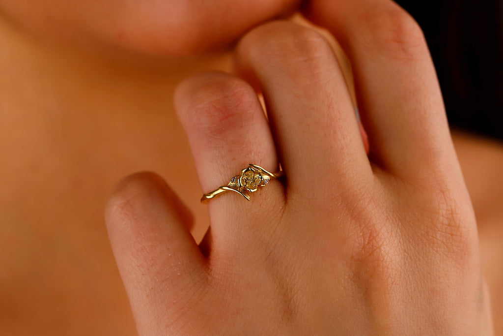SilverGoldandRose Gold Pinky Ring Sterling Silver Rose Birth Flower Signet
