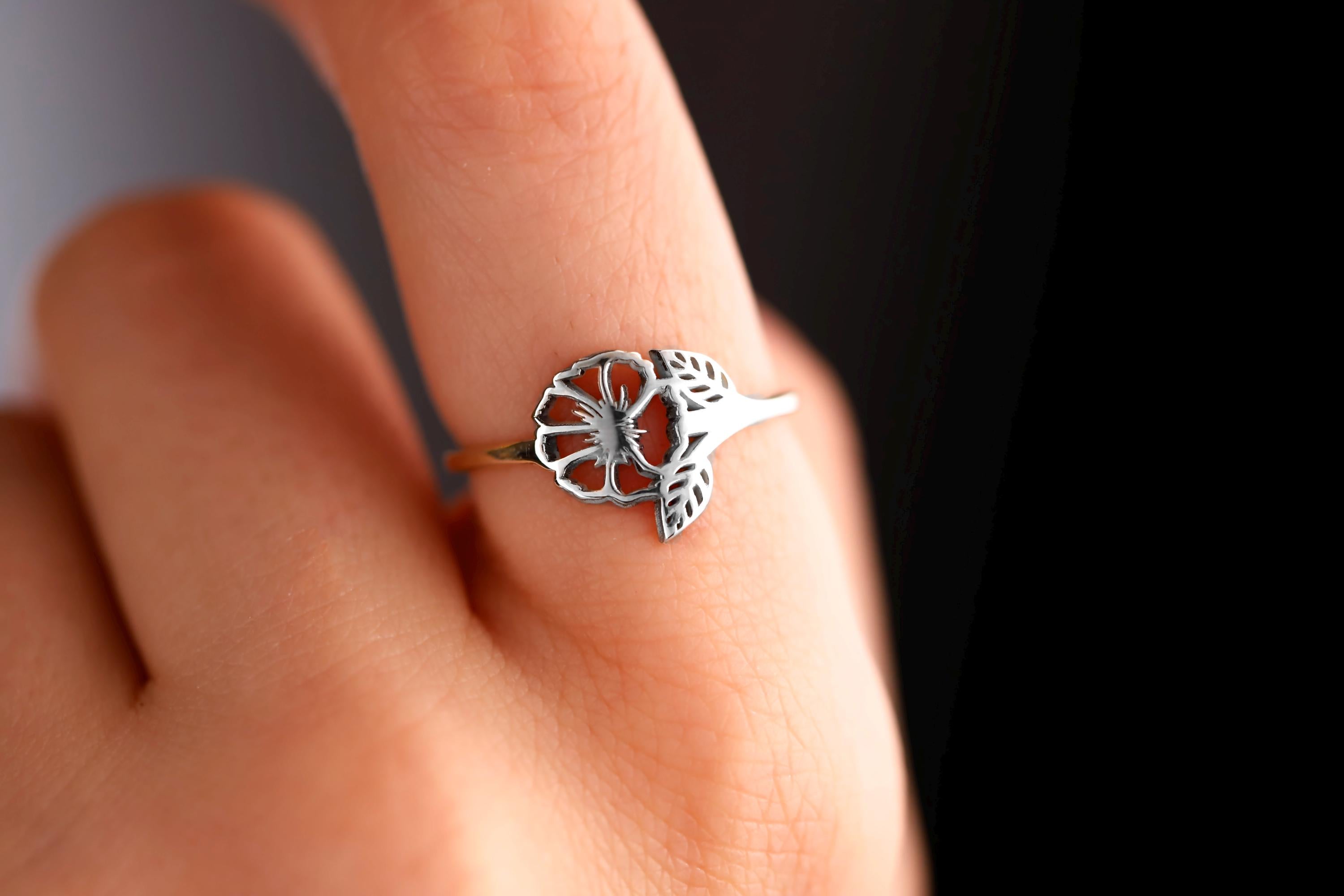 SilverGoldandRose Sterling Silver Birth Flower Ring Personalized Family Jewelry