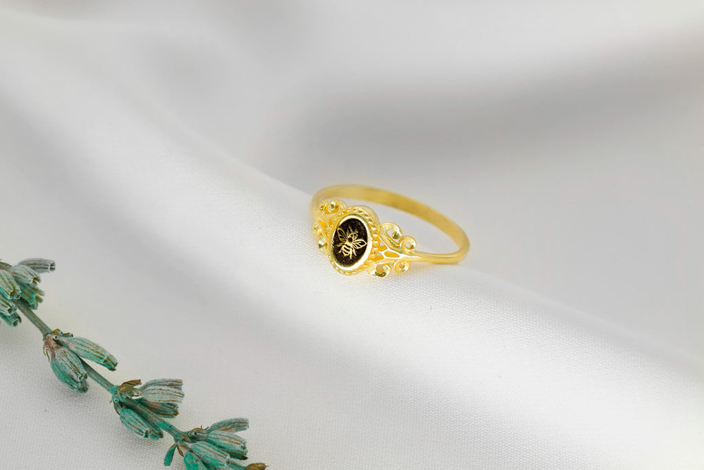 SilverGoldandRose Sterling Silver Snake Signet Ring Women's Pinky