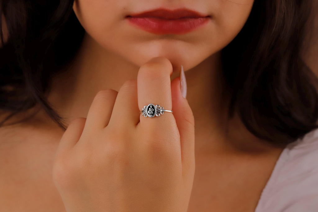 SilverGoldandRose Sterling Silver Snake Signet Ring Women's Pinky