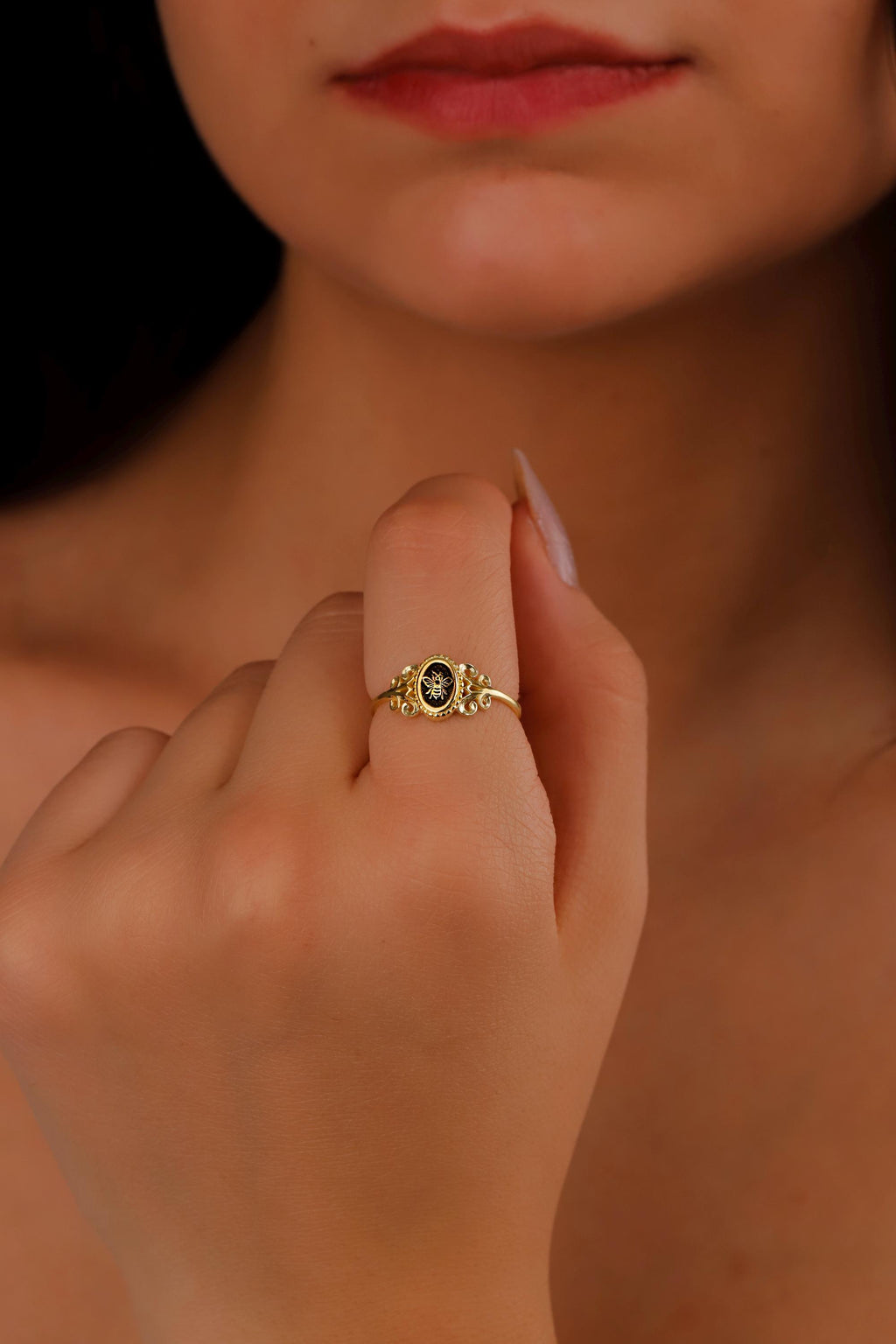 SilverGoldandRose Sterling Silver Snake Signet Ring Women's Pinky