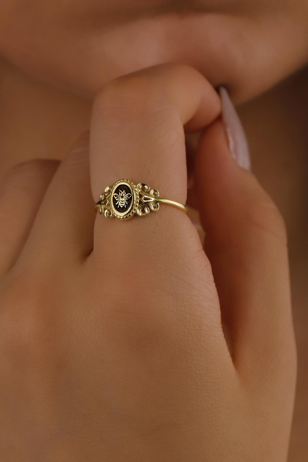 SilverGoldandRose Sterling Silver Snake Signet Ring Women's Pinky