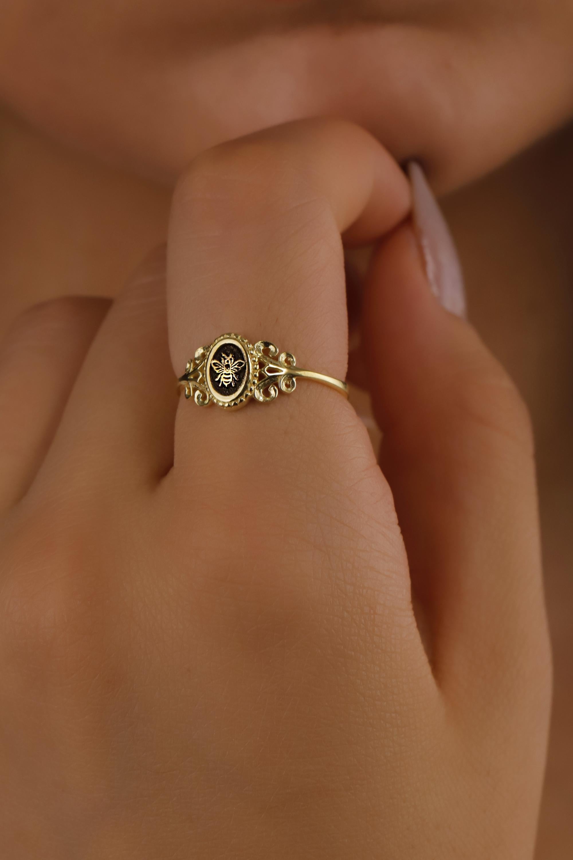 SilverGoldandRose Sterling Silver Snake Signet Ring Women's Pinky