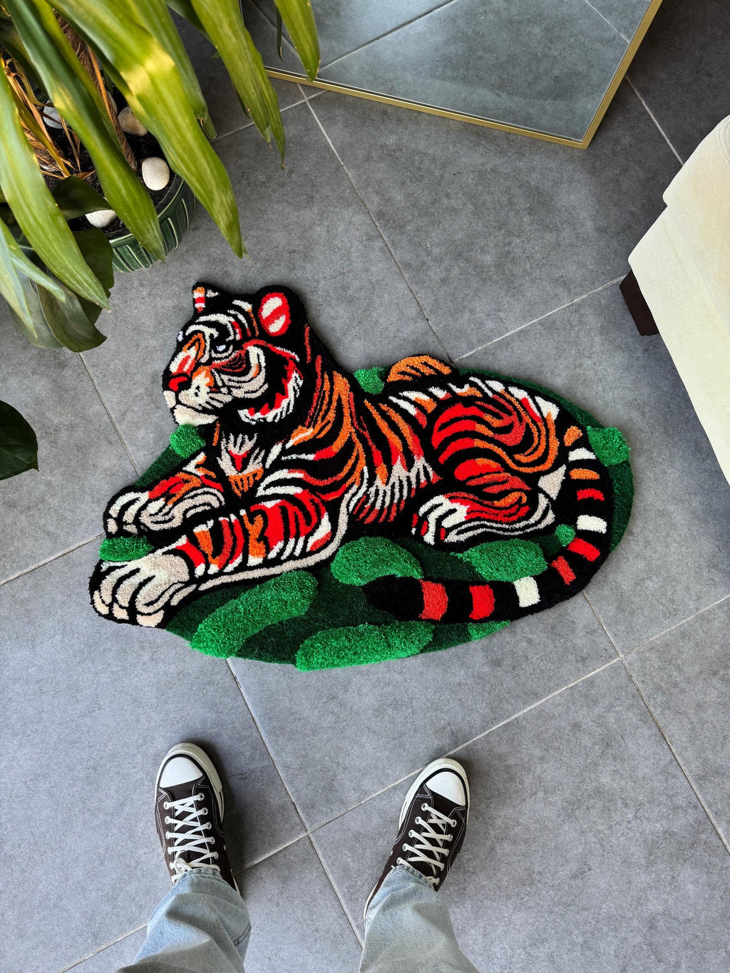 OrnnWorks Tiger In The Jungle 3D Fluffy Handmade Tufted Rug