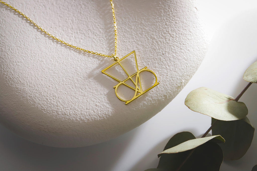 SilverGoldandRose Personalized Logo Necklace Hand-Drawn Sterling Silver Pendant
