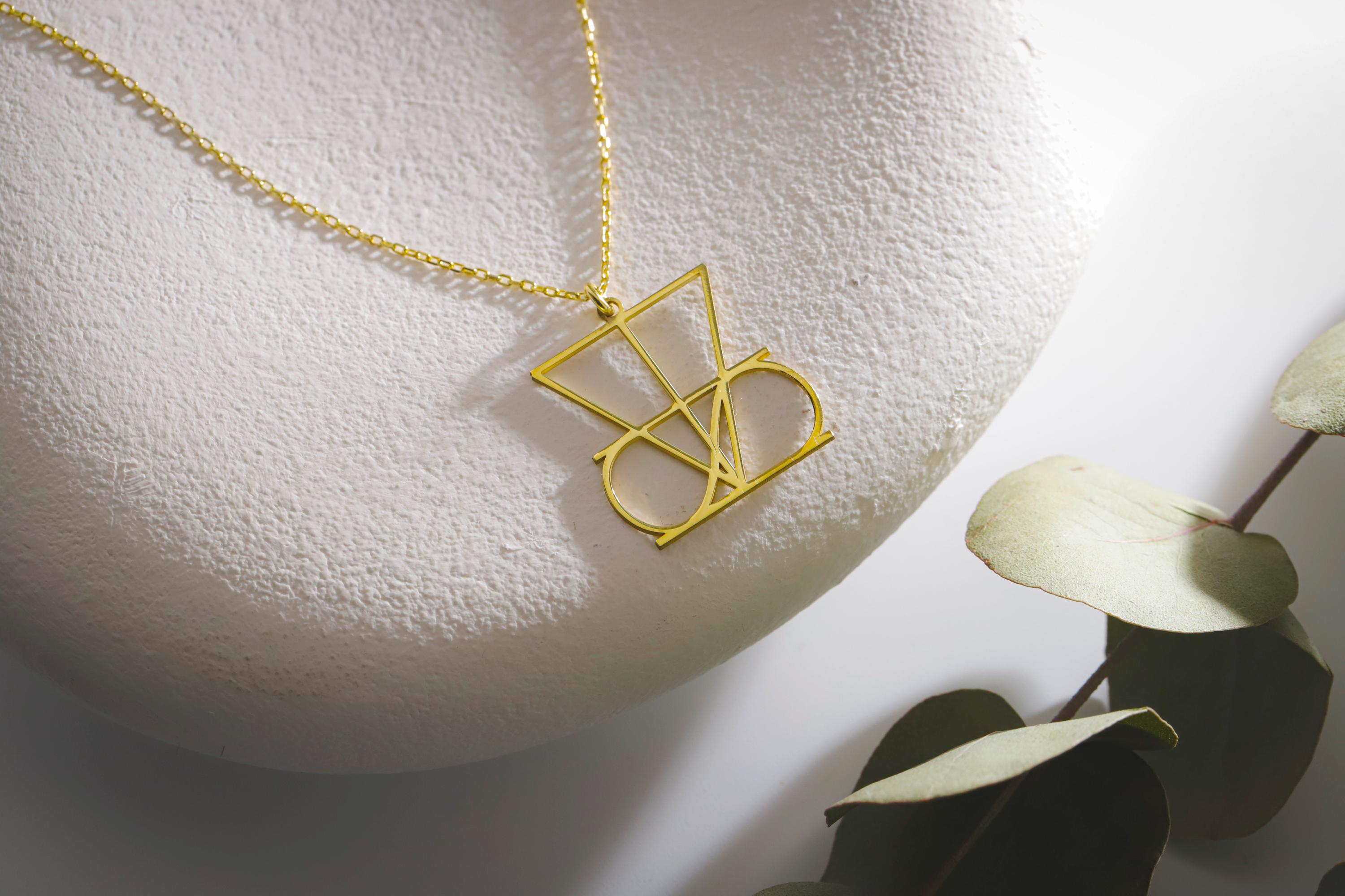 SilverGoldandRose Personalized Logo Necklace Hand-Drawn Sterling Silver Pendant