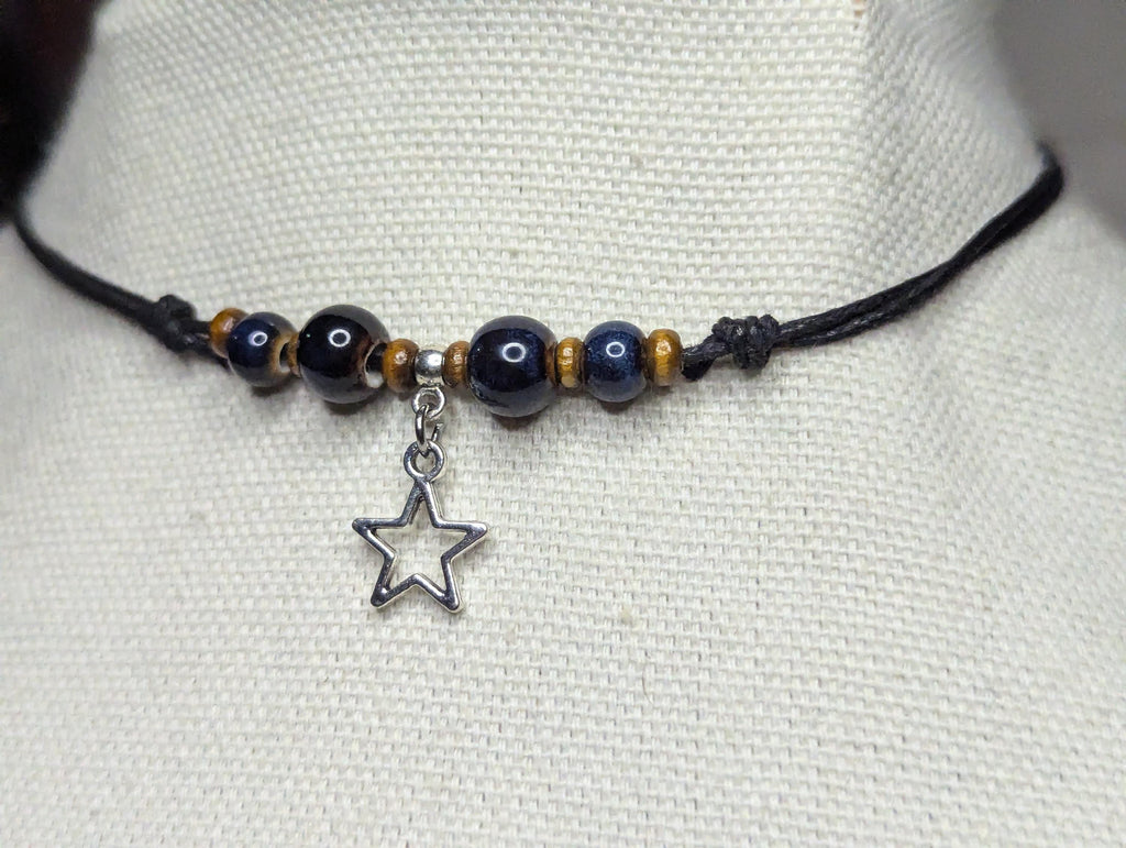 NoctemPottery Ceramic Beaded Star Charm Pendant Boho Choker