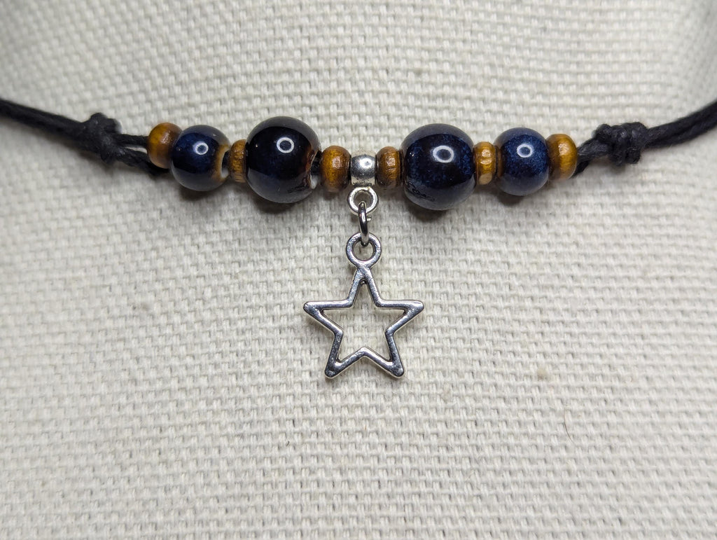 NoctemPottery Ceramic Beaded Star Charm Pendant Boho Choker