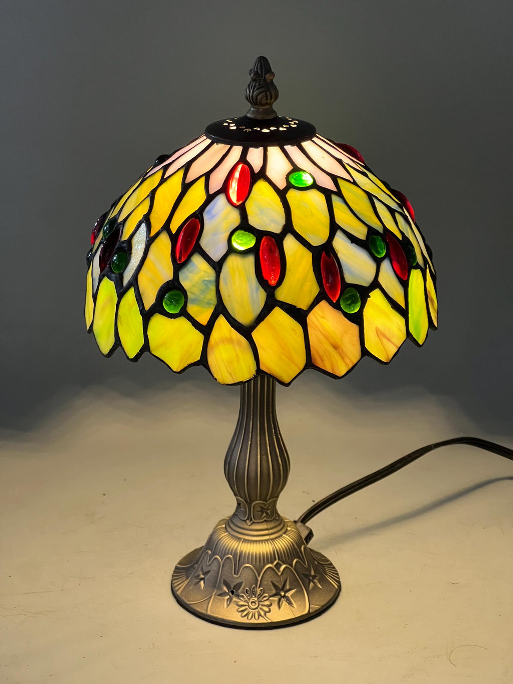 U2Antique Floral Tiffany Stained Glass Table Lamp