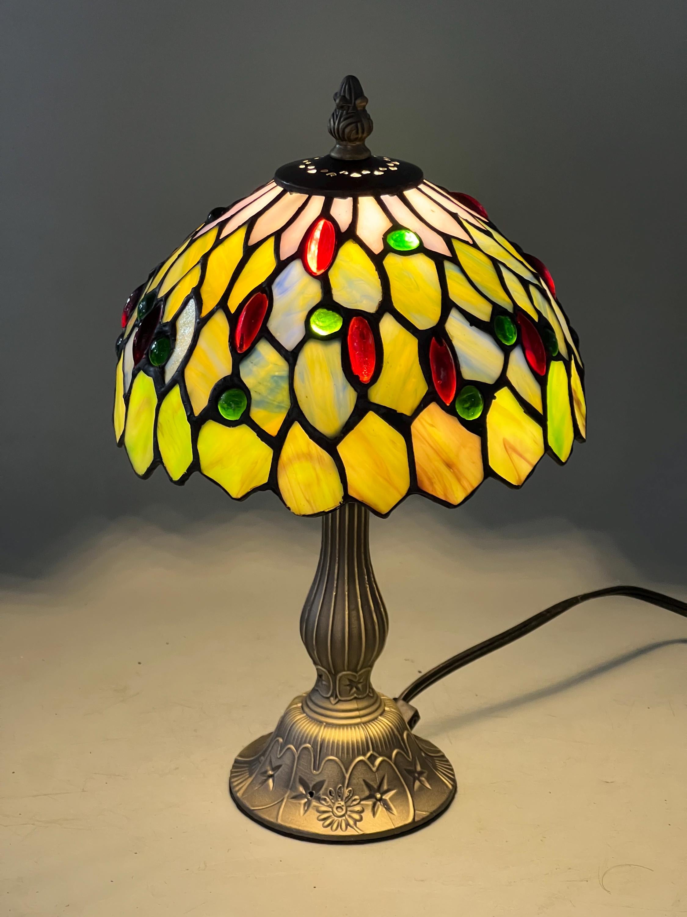 U2Antique Floral Tiffany Stained Glass Table Lamp