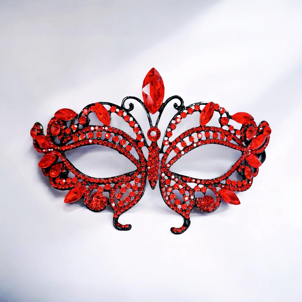 Red Crystal Rhinestone Butterfly Masquerade Party Mask
