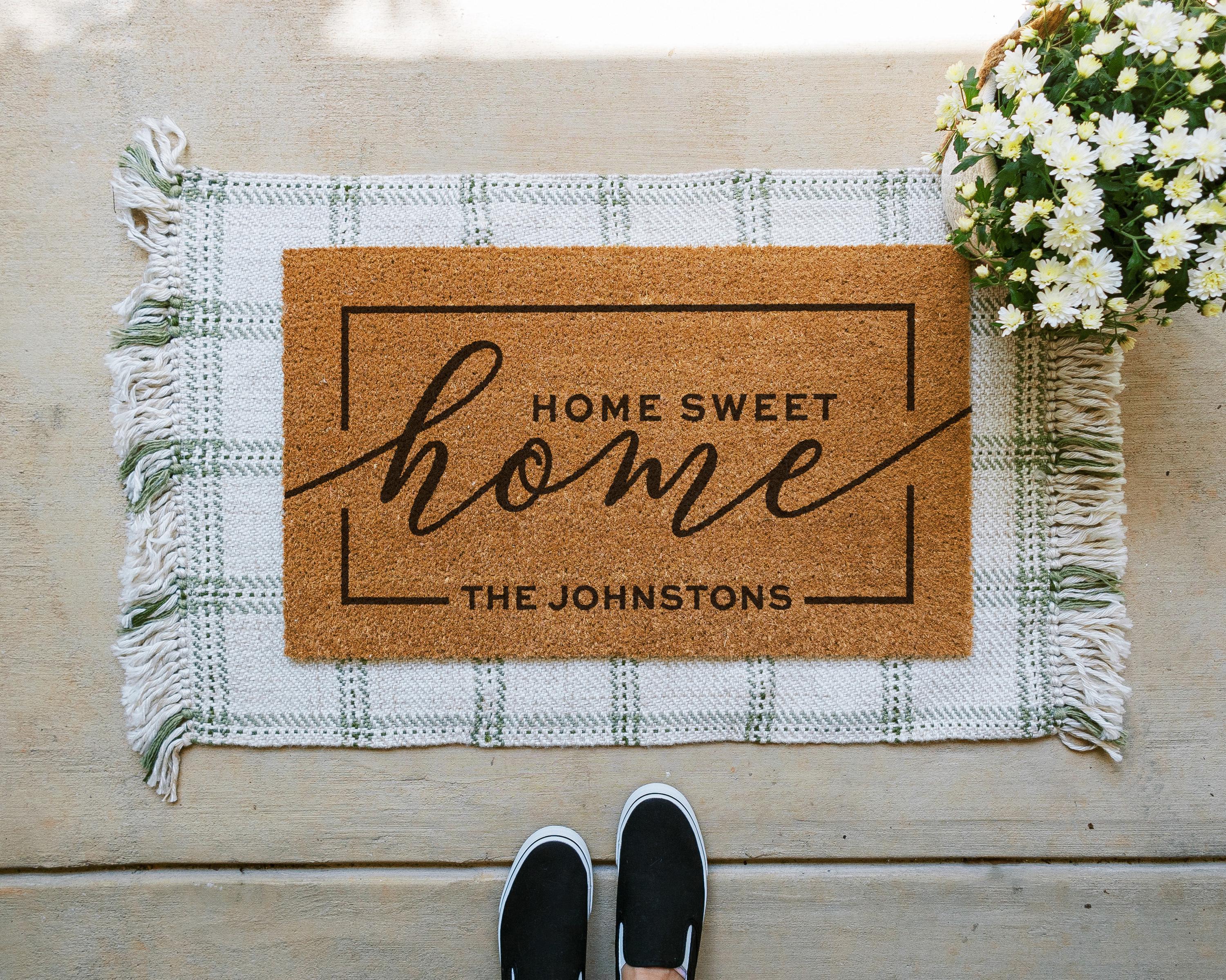HamlinRowShop Home Sweet Home Personalized Coir Doormat