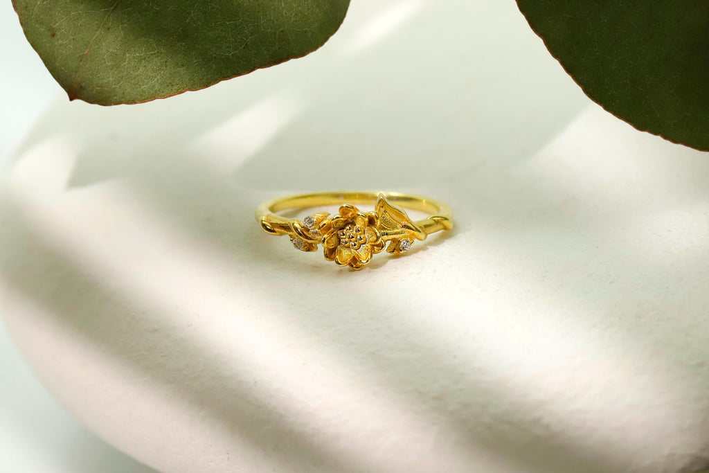 SilverGoldandRose Gold Pinky Ring Sterling Silver Rose Birth Flower Signet