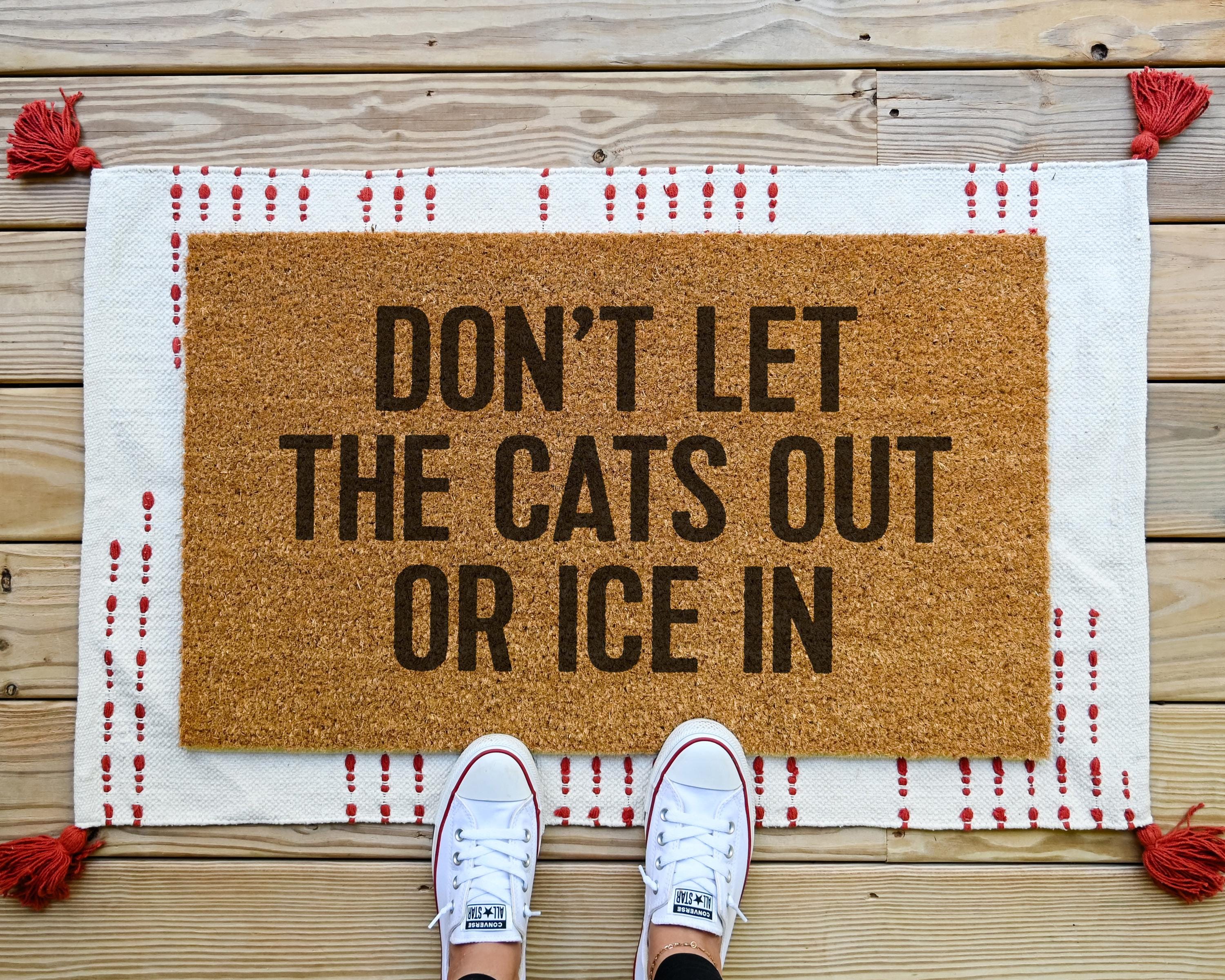Don't Let the Dogs Out Doormat Funny Personalized Coir Welcome Mat