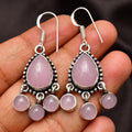 Rose Quartz Sterling Silver Earrings: Handmade Bohemian Jewelry
