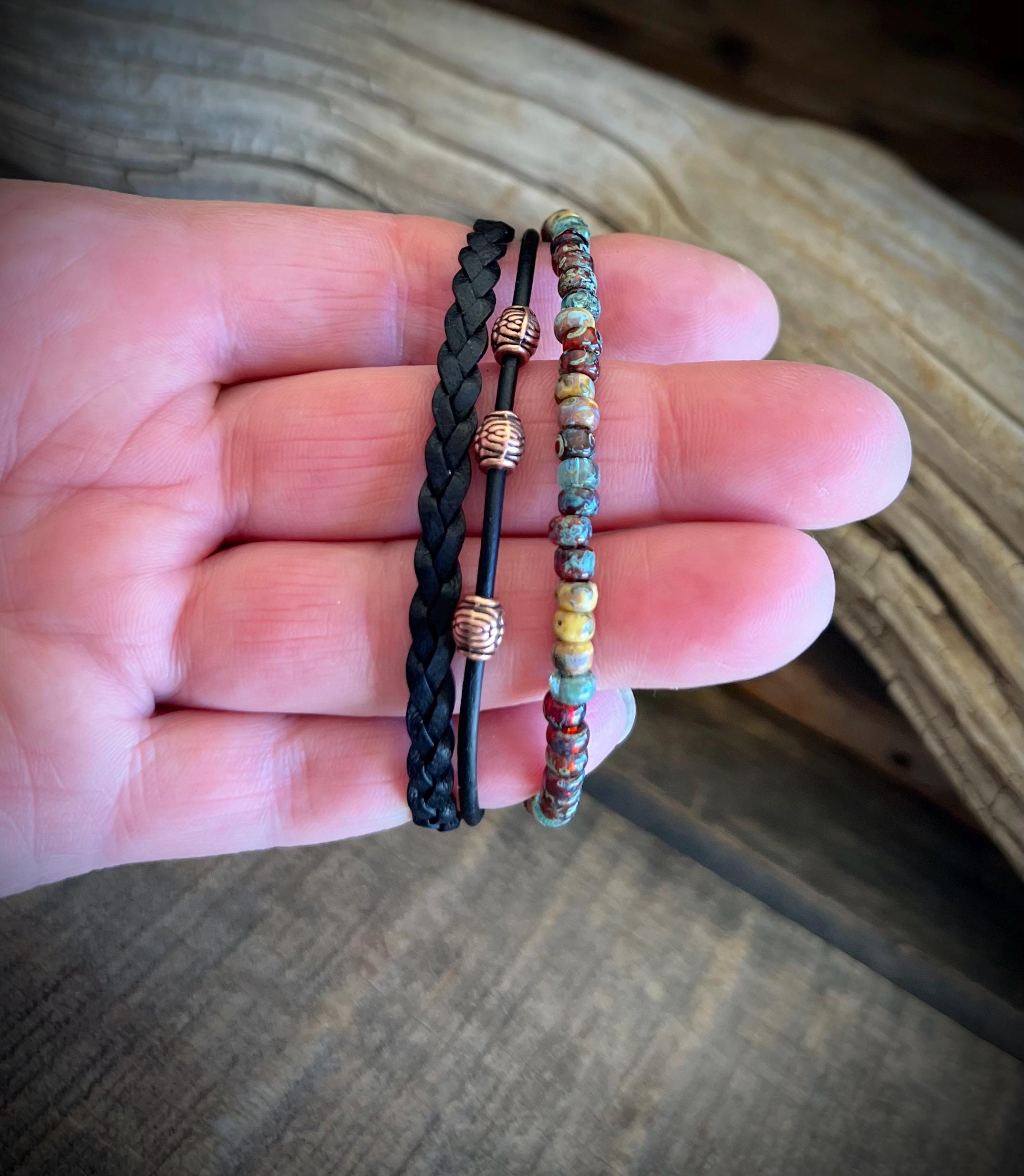 Earthy Boho Braided Leather Wrap Bracelet with Magnetic Clasp