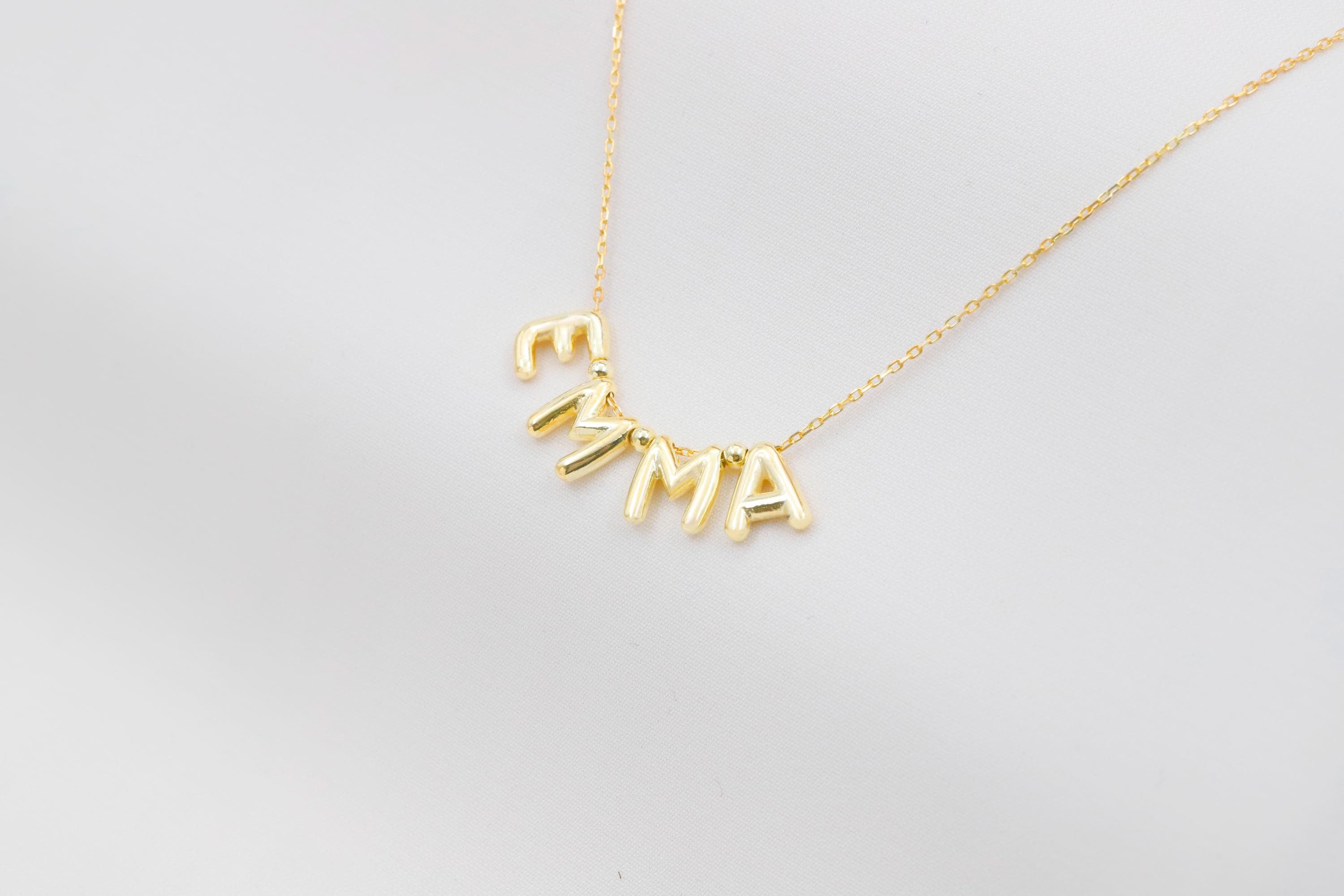 SilverGoldandRose Sterling Silver Balloon Letter Necklace Personalized 3D Beaded